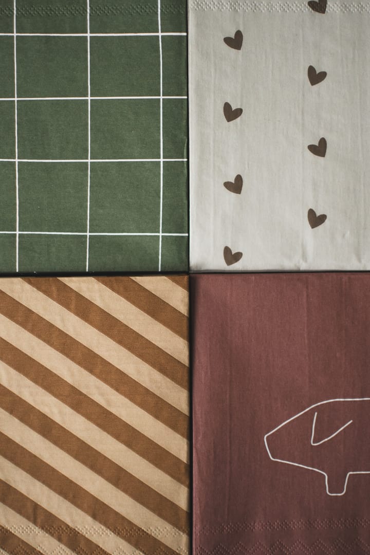 Heart Papierserviette 33x33 cm 20er-Pack, Brown-beige DBKD