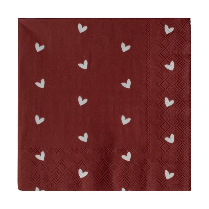 Heart Papierserviette 33x33 cm 20er-Pack - Dark red - DBKD