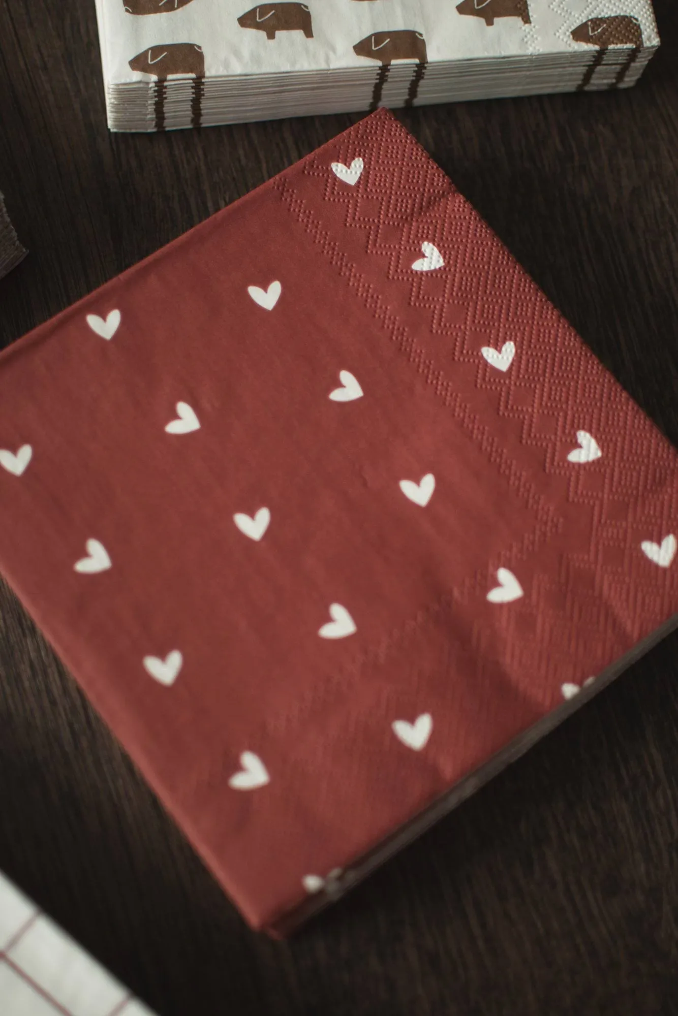 Heart Papierserviette 33x33 cm 20er-Pack, Dark red DBKD