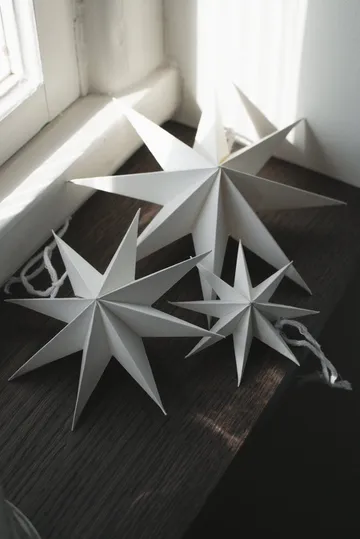 Papier-Winterstern Dekorationsanhänger - White, medium, Ø14 cm - DBKD