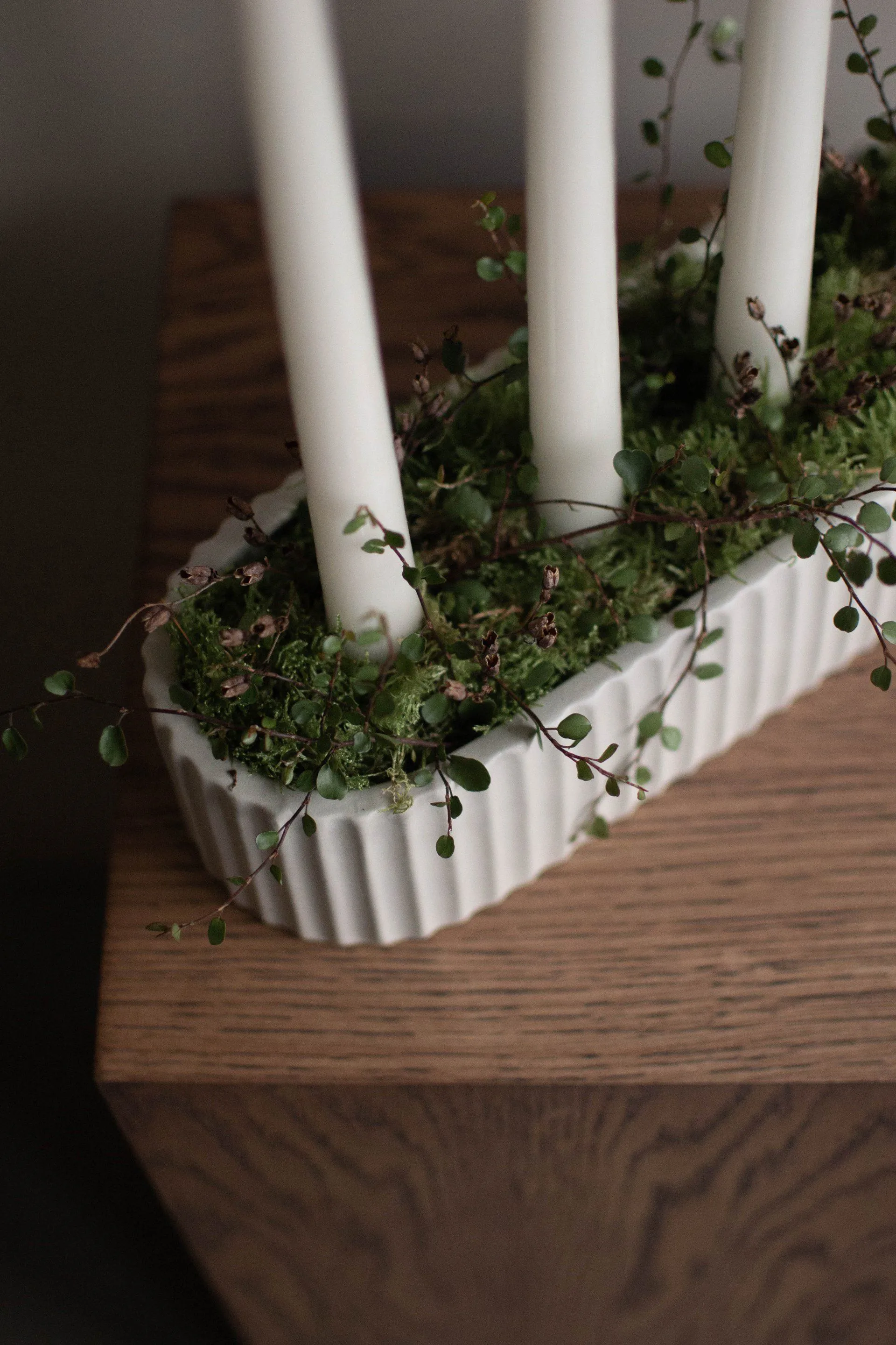 Stripe Adventskerzenhalter 30cm, Shiny white DBKD