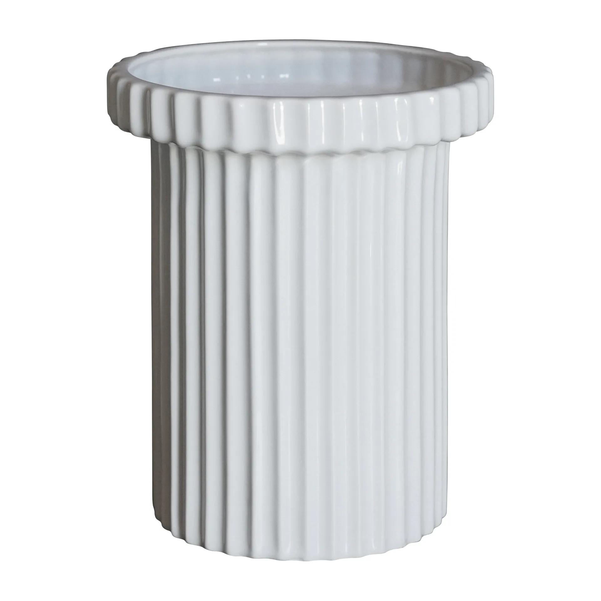 Stripe Blumentopf klein h18 cm Ø12 cm, Shiny white DBKD
