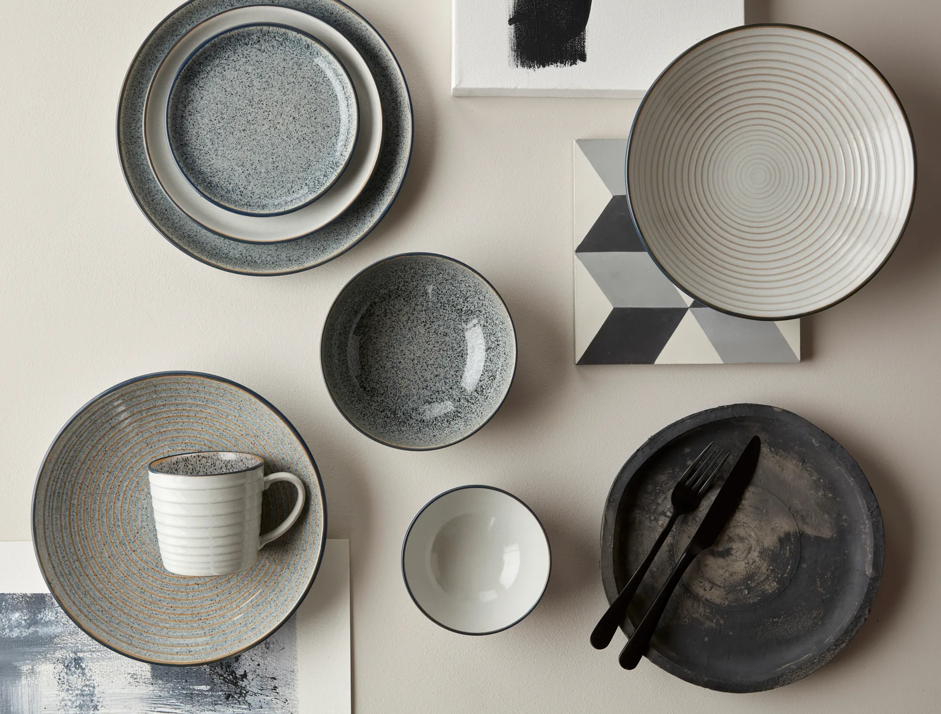 Studio Grey Schale geriffelt 31cm, Granite Denby