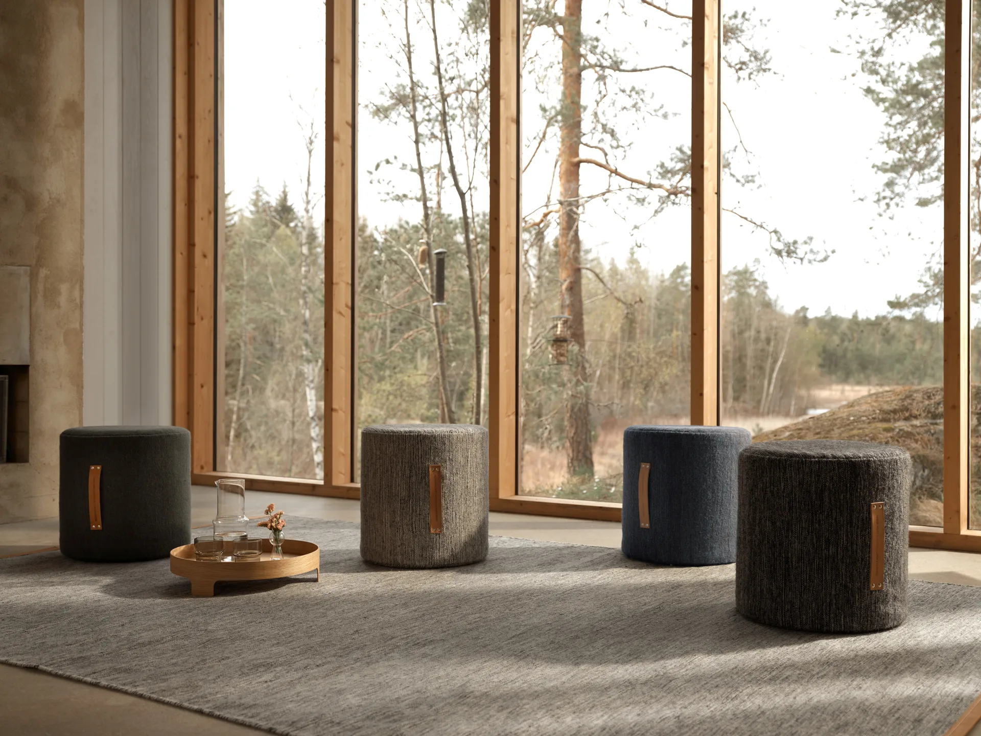 Björk runder Hocker hoch, Hellgrau, Ø45x45 cm Design House Stockholm