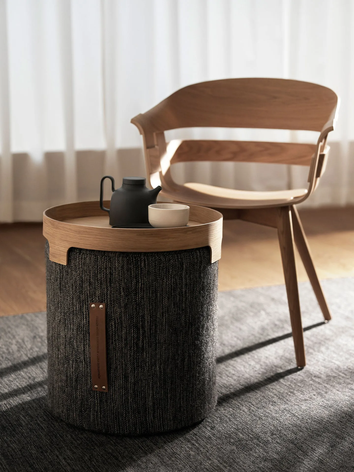Björk runder Hocker hoch, Hellgrau, Ø45x45 cm Design House Stockholm