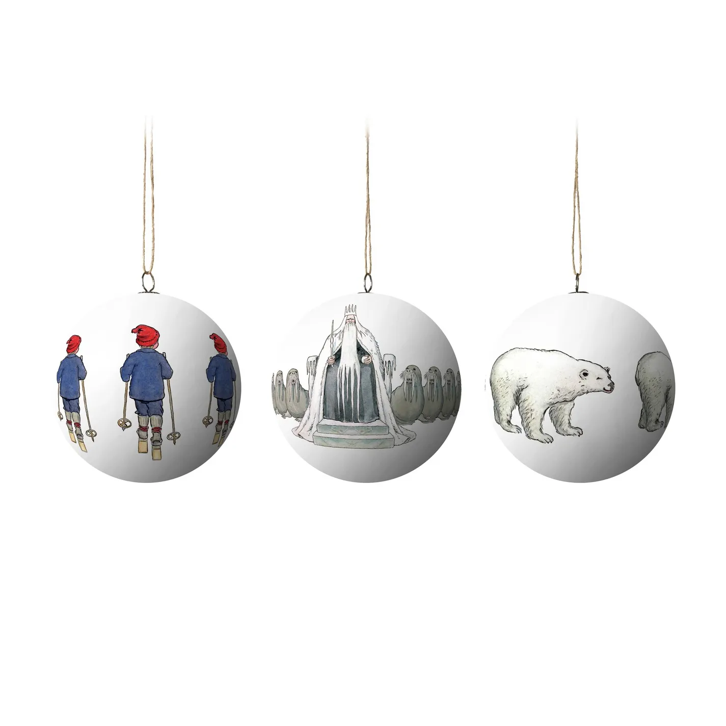 Elsa Beskow Weihnachtsbaumkugeln 3er Pack, King Winter Design House Stockholm