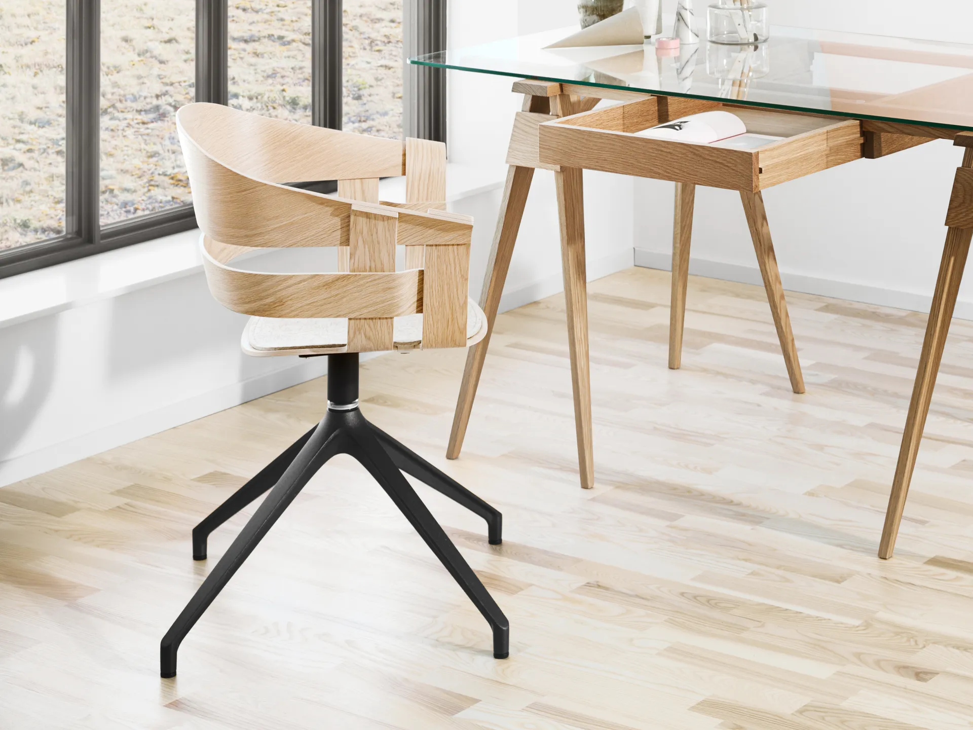 Wick Chair Bürostuhl, Eiche-graue Metallbeine Design House Stockholm