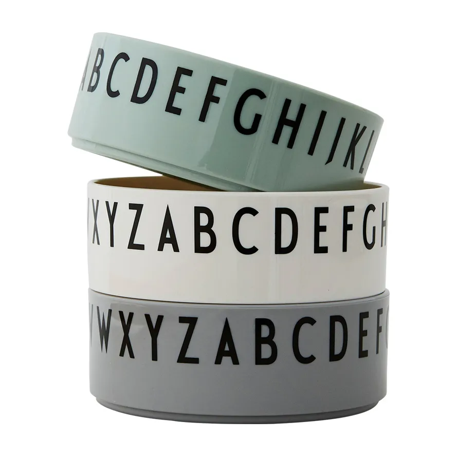 Breakfast Dinner Lunch Schale 3er Pack, Grün Design Letters