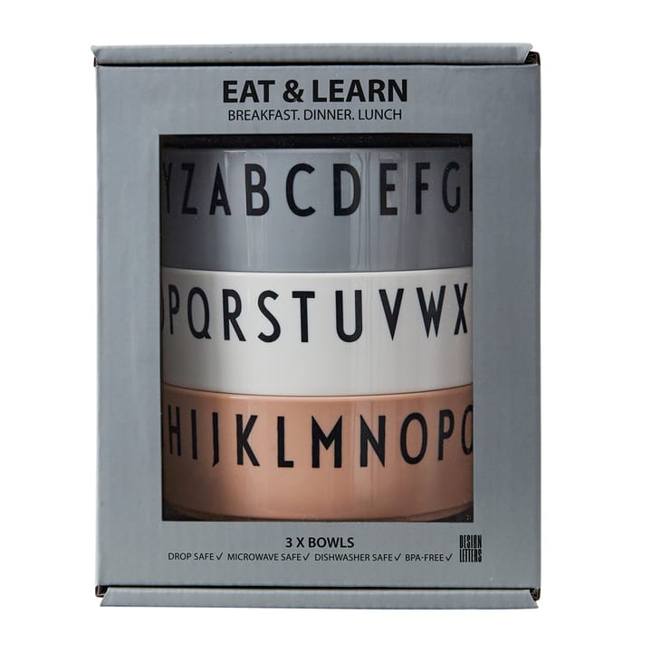 Breakfast Dinner Lunch Schale 3er Pack, Nude Design Letters