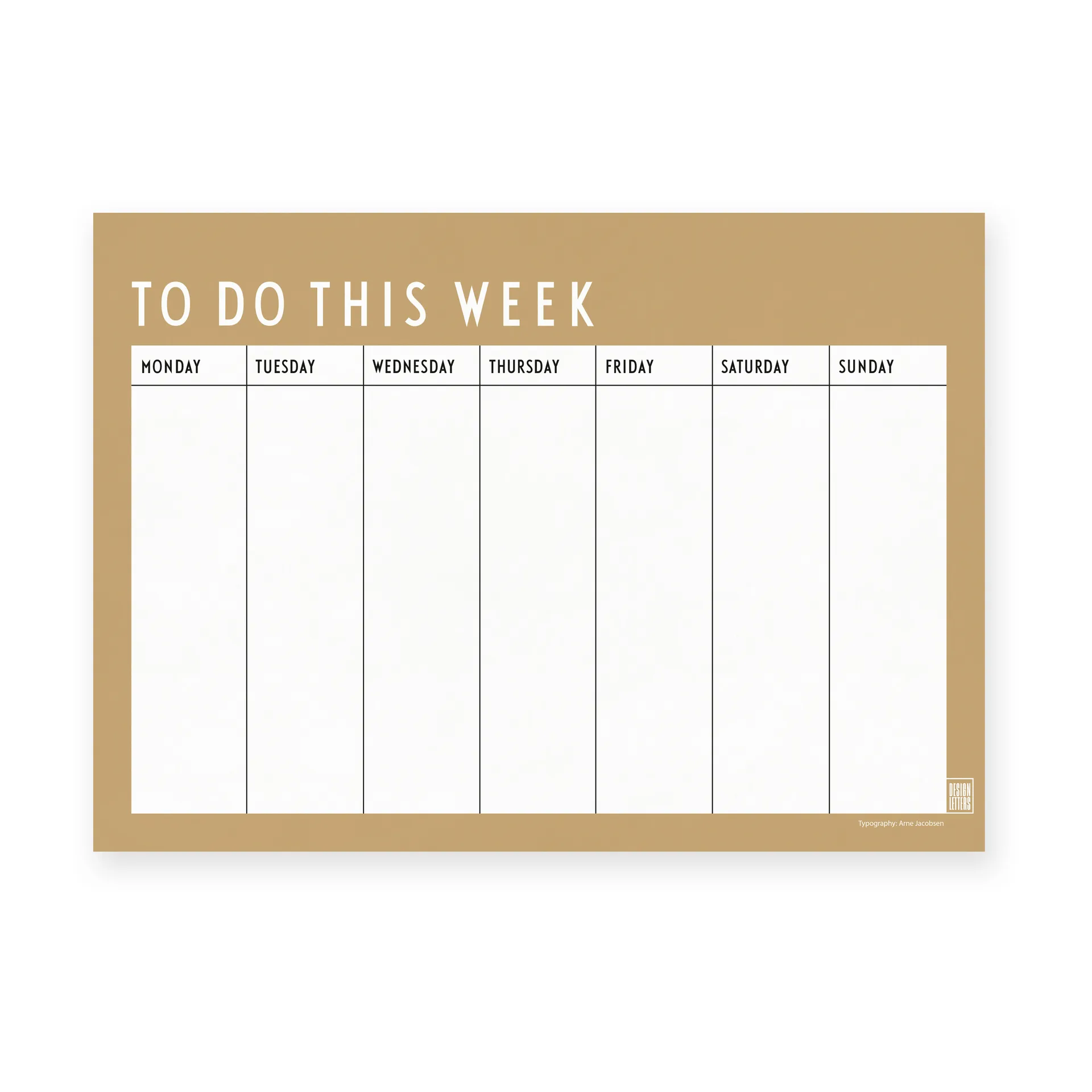 Design Letters Wochenplaner, Beige Design Letters