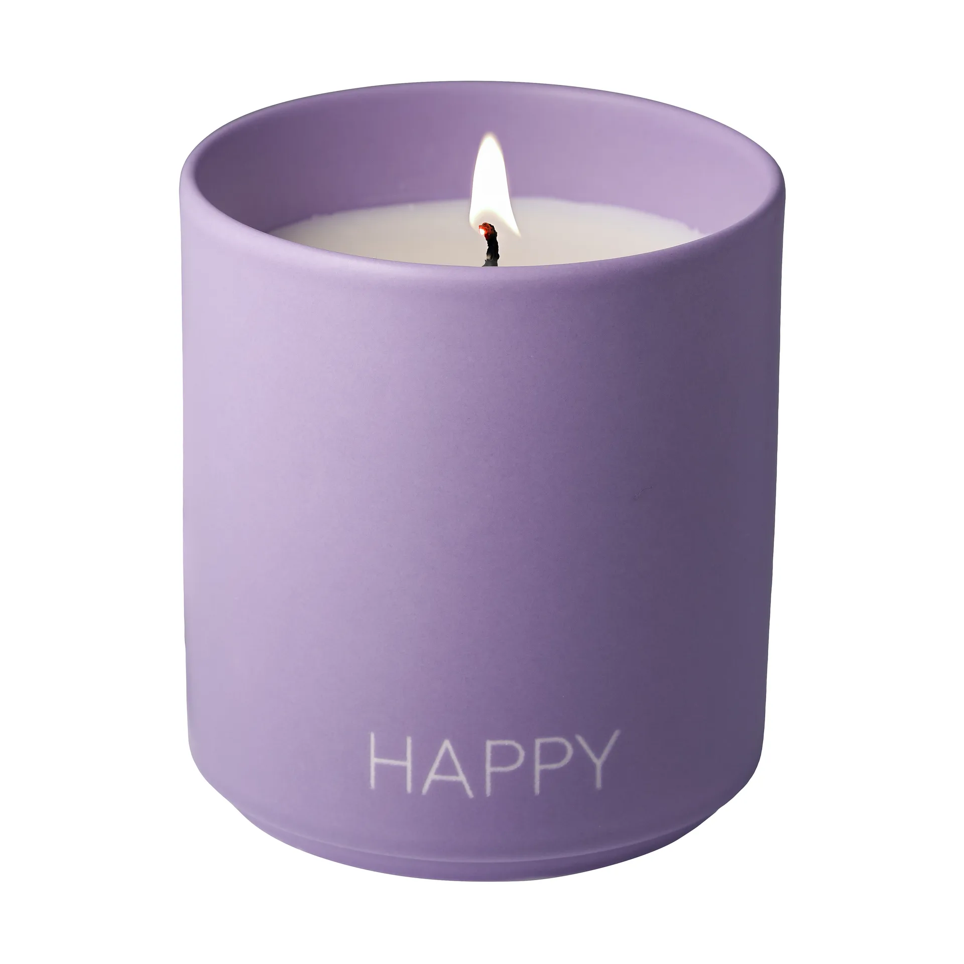 Duftkerze large Ø8 cm, Happy-purple Design Letters