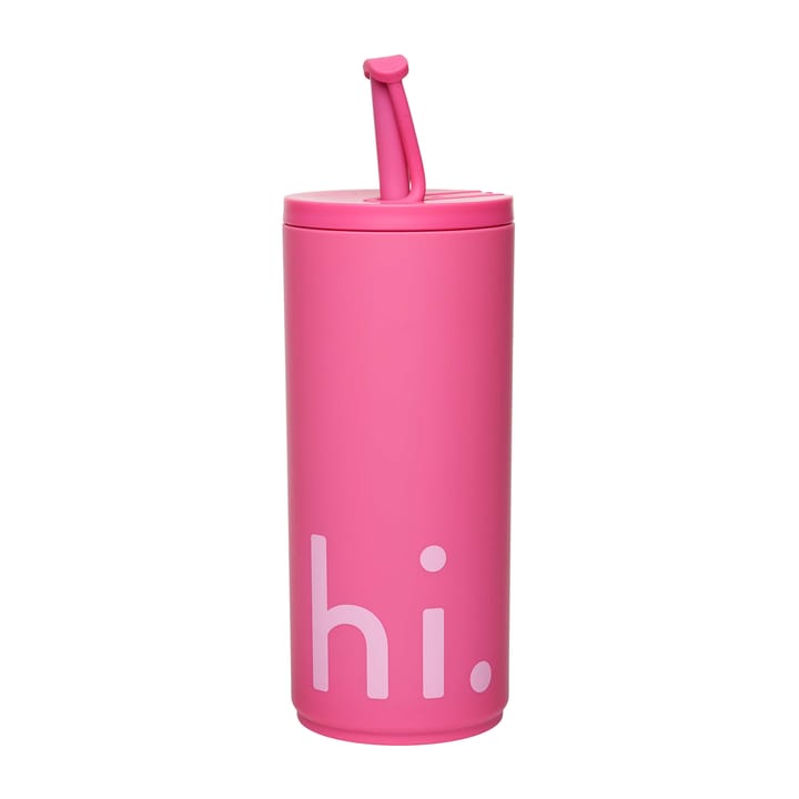 Travel Life Thermosbecher mit Strohhalm 50cl - Hi-cherry pink - Design Letters