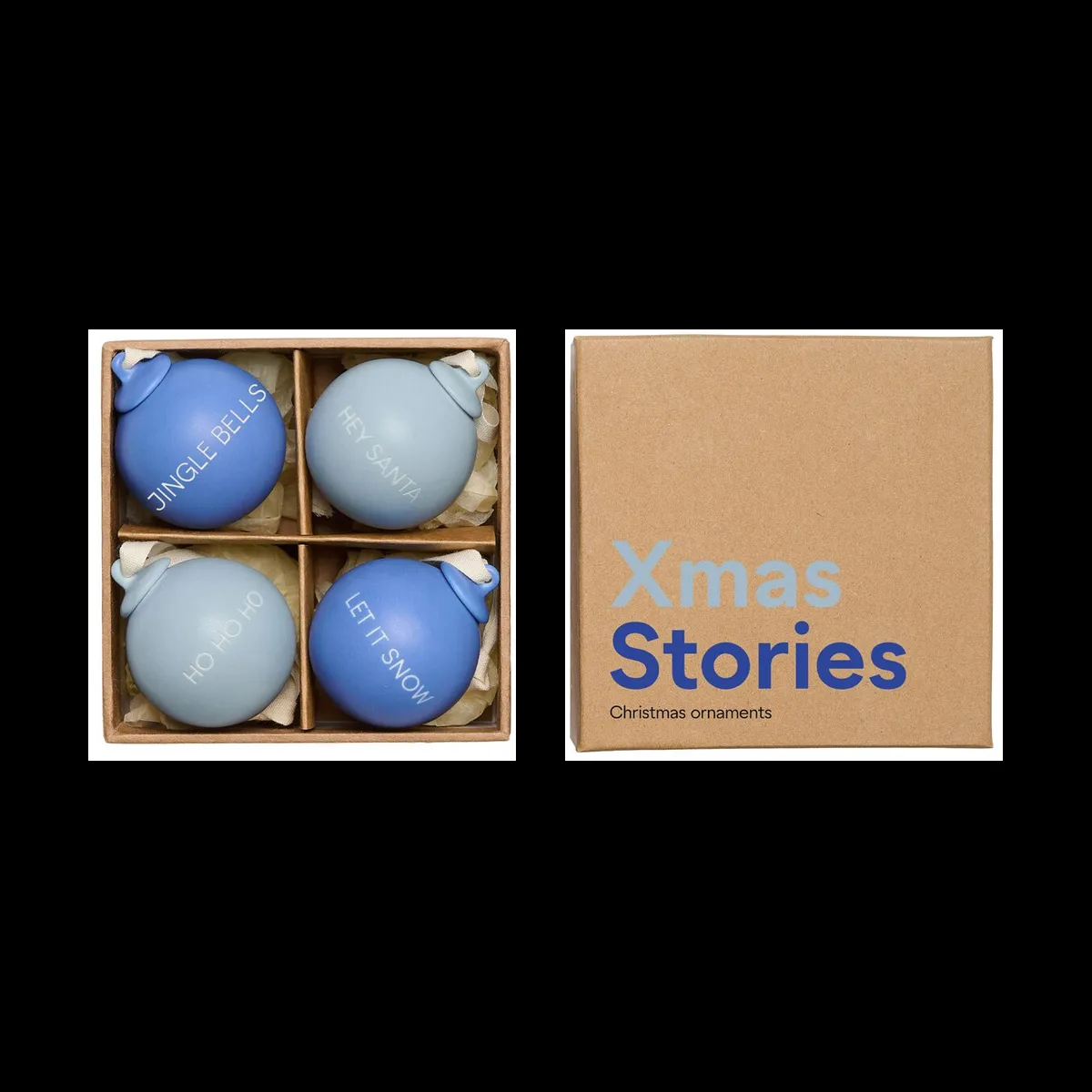 Design Letters XMAS Stories Weihnachtskugel Ø4 cm 4 Teile Cobalt blue-light blue