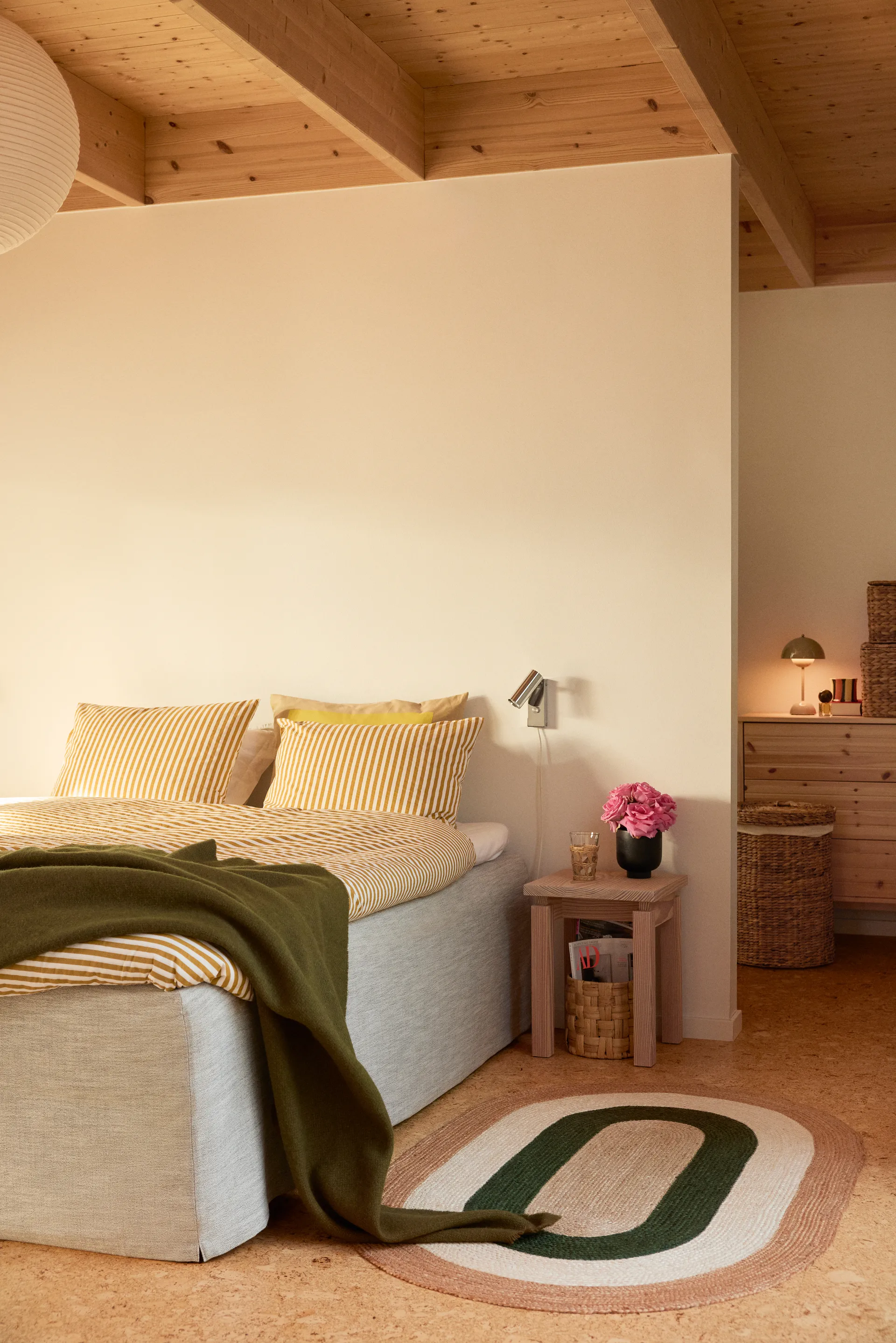 Elin striped ovaler Juteteppich 92x150cm, Green Dixie