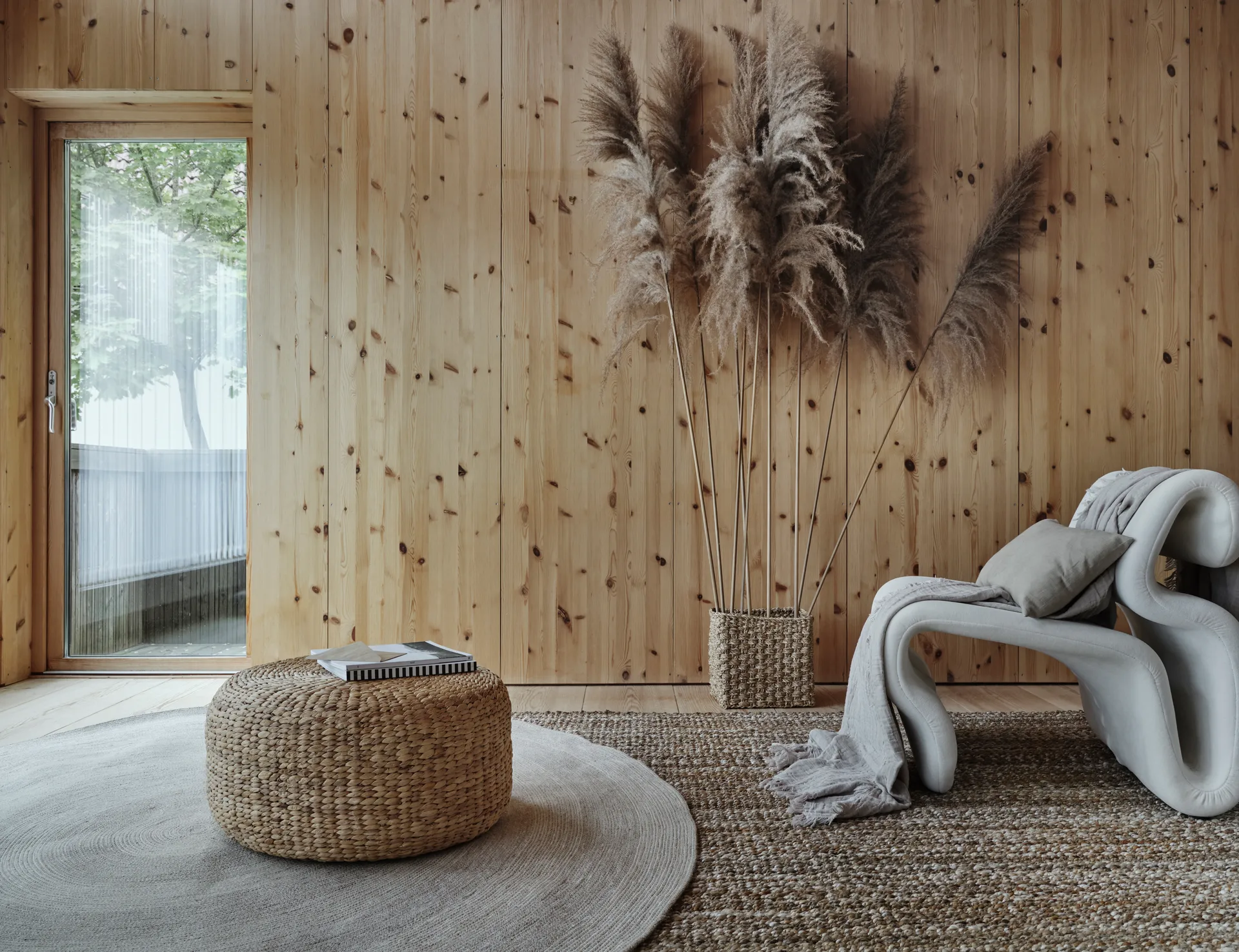 Ella Juteteppich Ø150cm, Weiß-natur Dixie