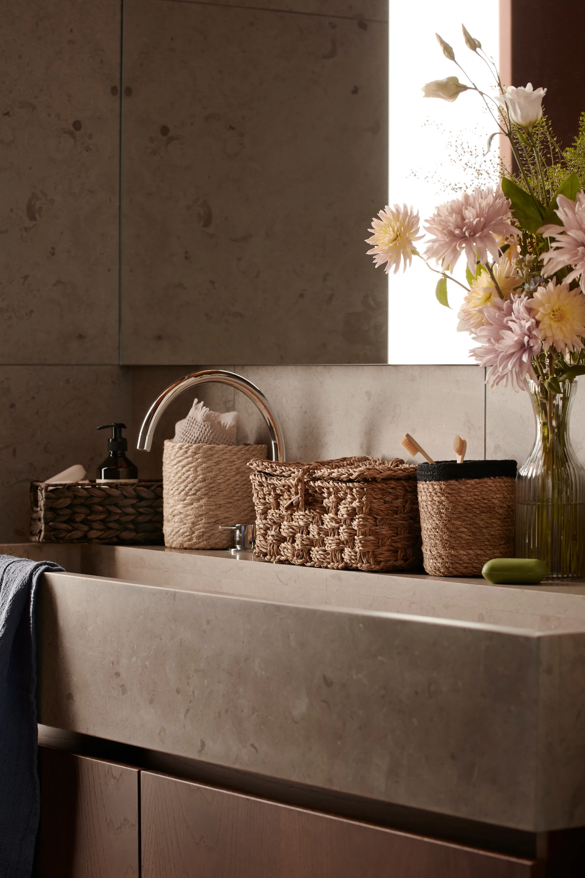 Emil Verwahrungskorb 3er Pack small, Natur-schwarz Dixie