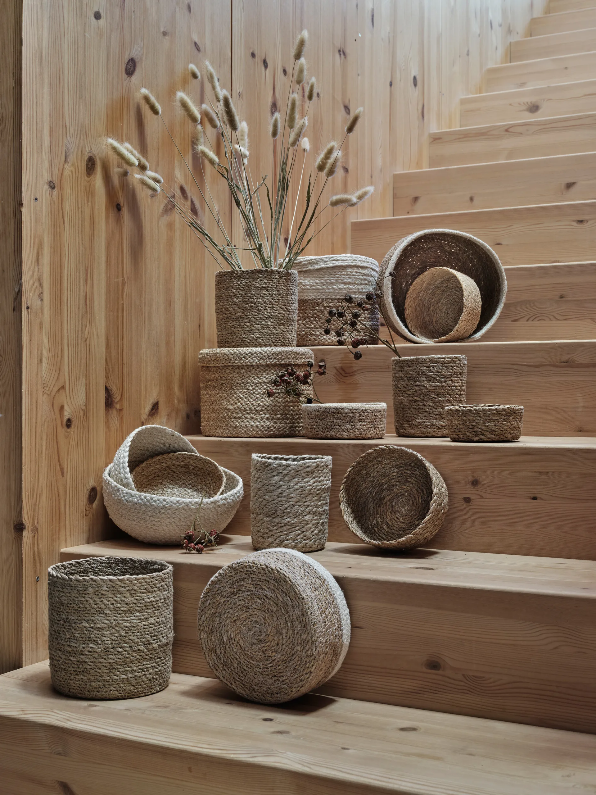 Geflochtener Verwahrungskorb 3er Pack, Natur-weiß Dixie