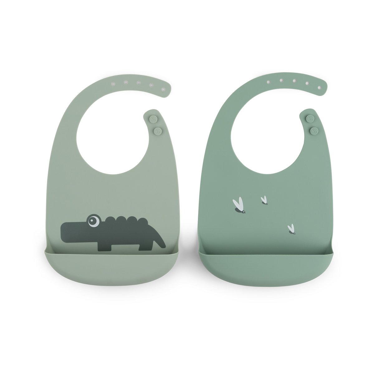 Done by deer Croco Lätzchen 2er-Pack Green