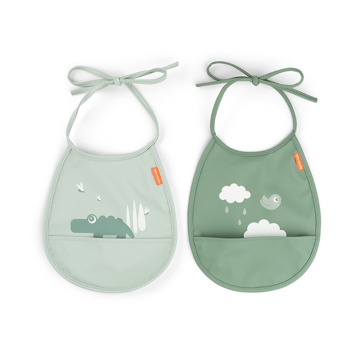 Done by deer Croco Tiny Lätzchen 2er-Pack Green