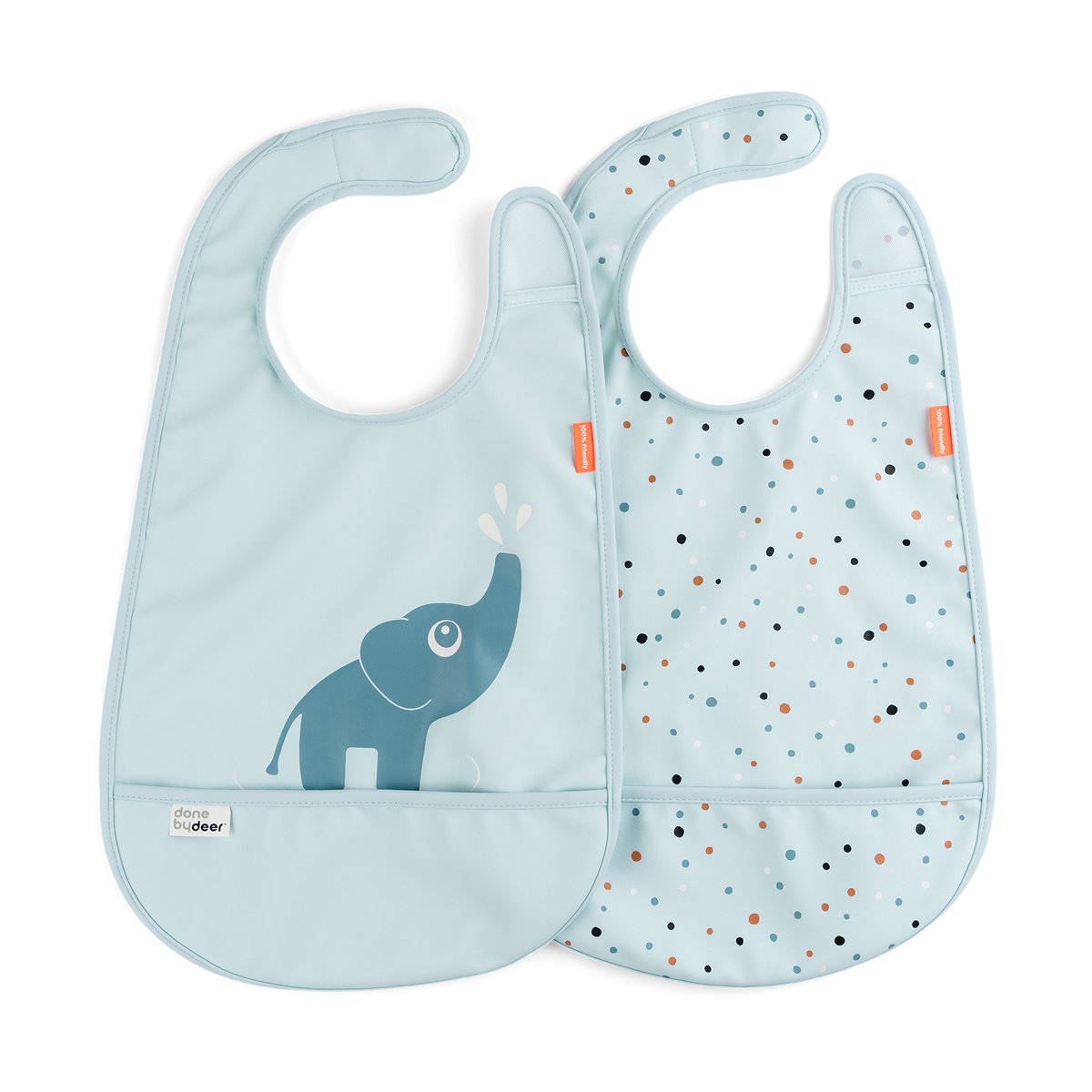 Done by deer Elphee Lätzchen mit Klettverschluss 2er-Pack Blue