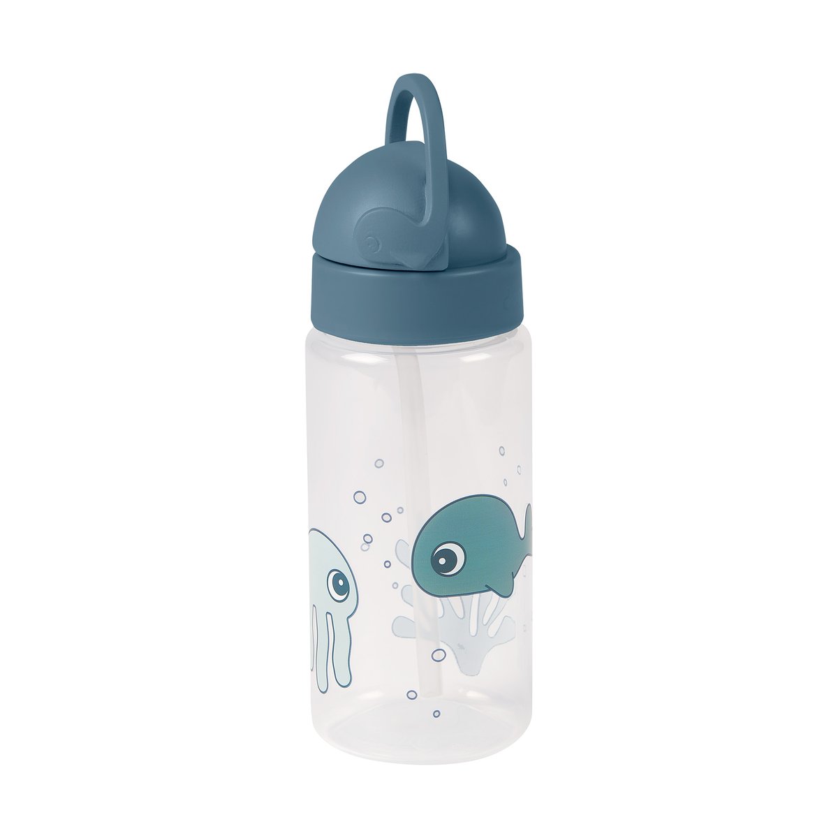 Done by deer Sea friends Flasche mit Strohhalm Blue