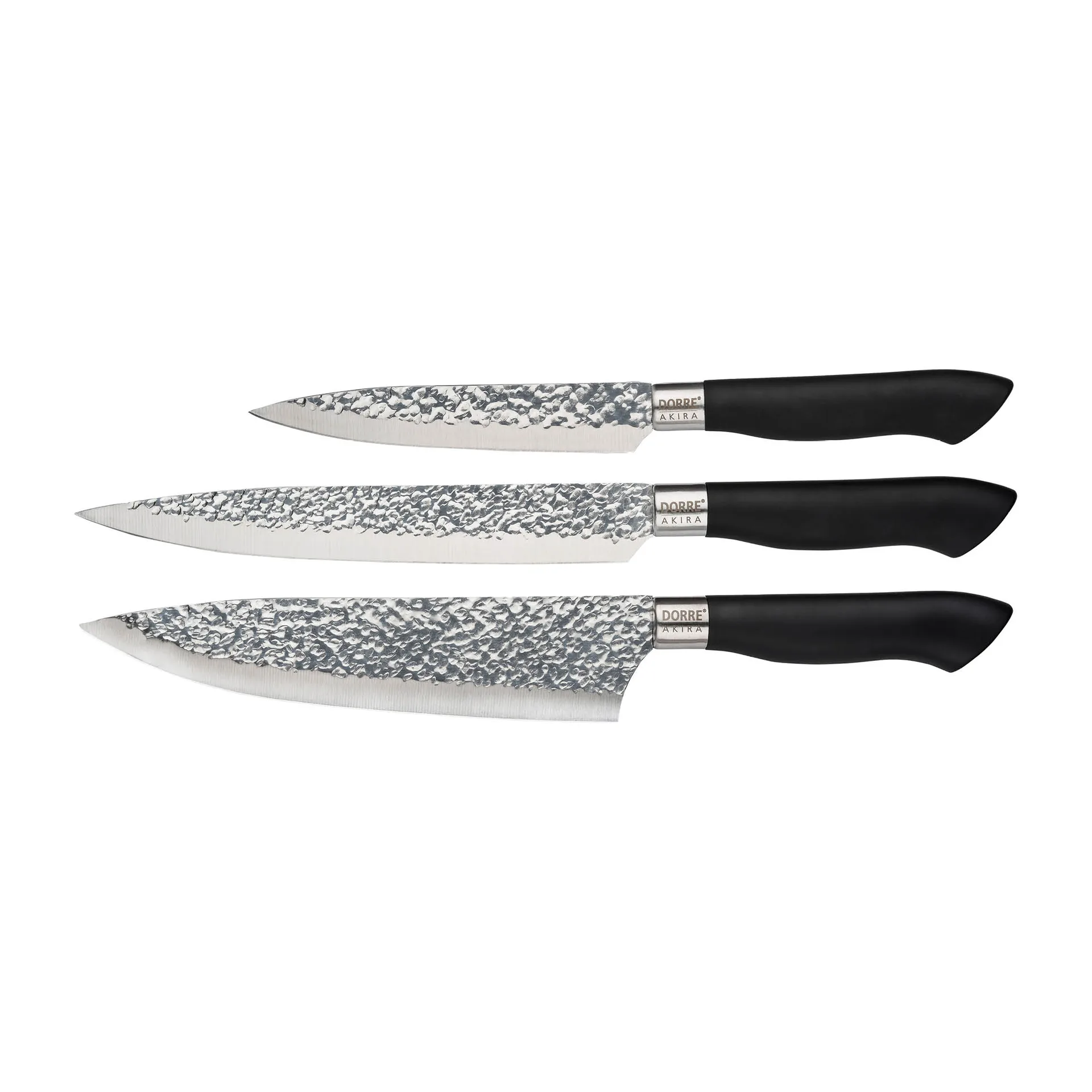 Akira Messerset Edelstahl 3 Messer, Schwarz Dorre