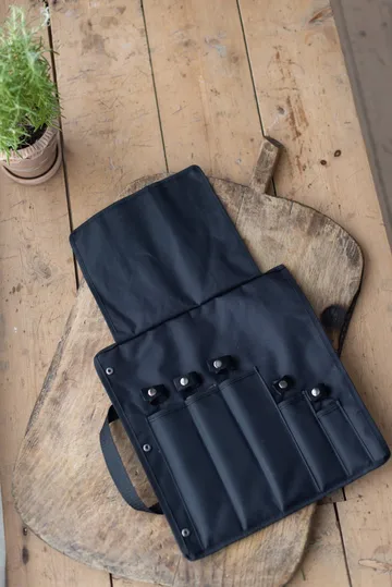 Kadi Messertasche - Schwarzes Nylon, 5 Messerfächer - Dorre