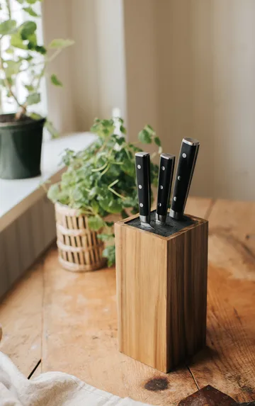 Kini Messerblock quadratisch Akazienholz - 23,5 × 10,7 × 10,7 cm - Dorre