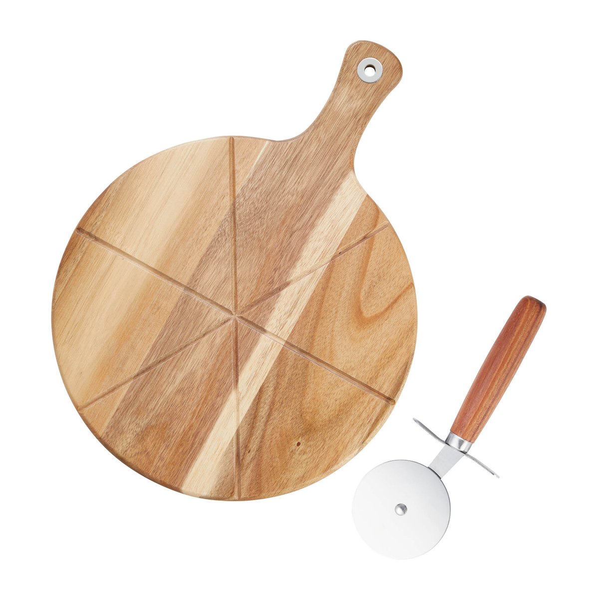 Dorre Sade Pizzaset Pizzaschneider Schneidebrett Ø32cm Akazie