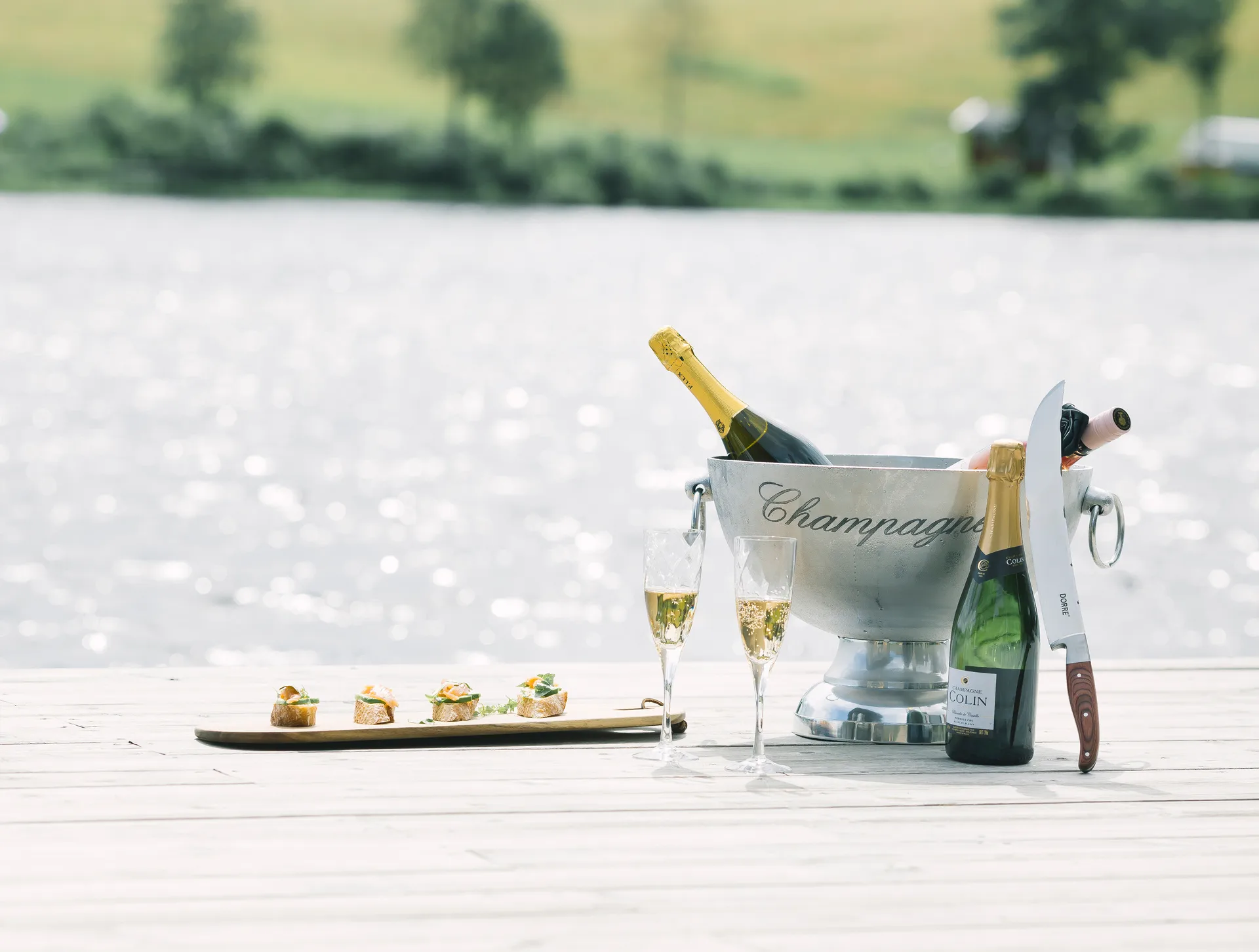 Salut Champagner Säbel 42cm, Edelstahl Dorre