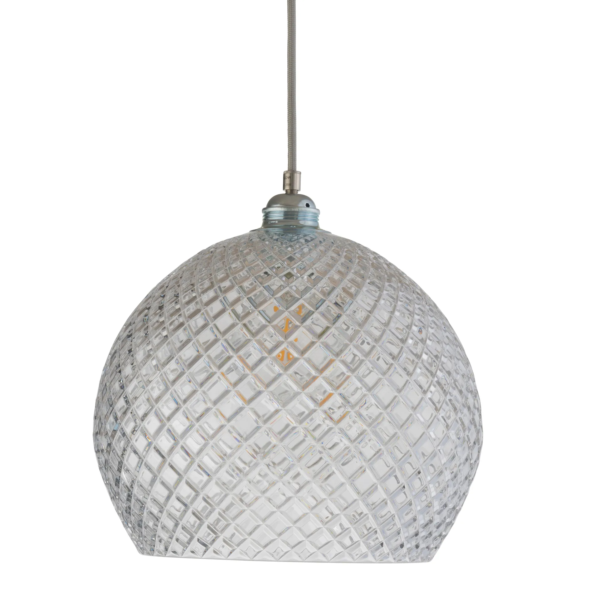 Rowan Pendelleuchte Chrystal Ø 28cm, Klein kariert - Kabel in Silber-Look EBB & FLOW