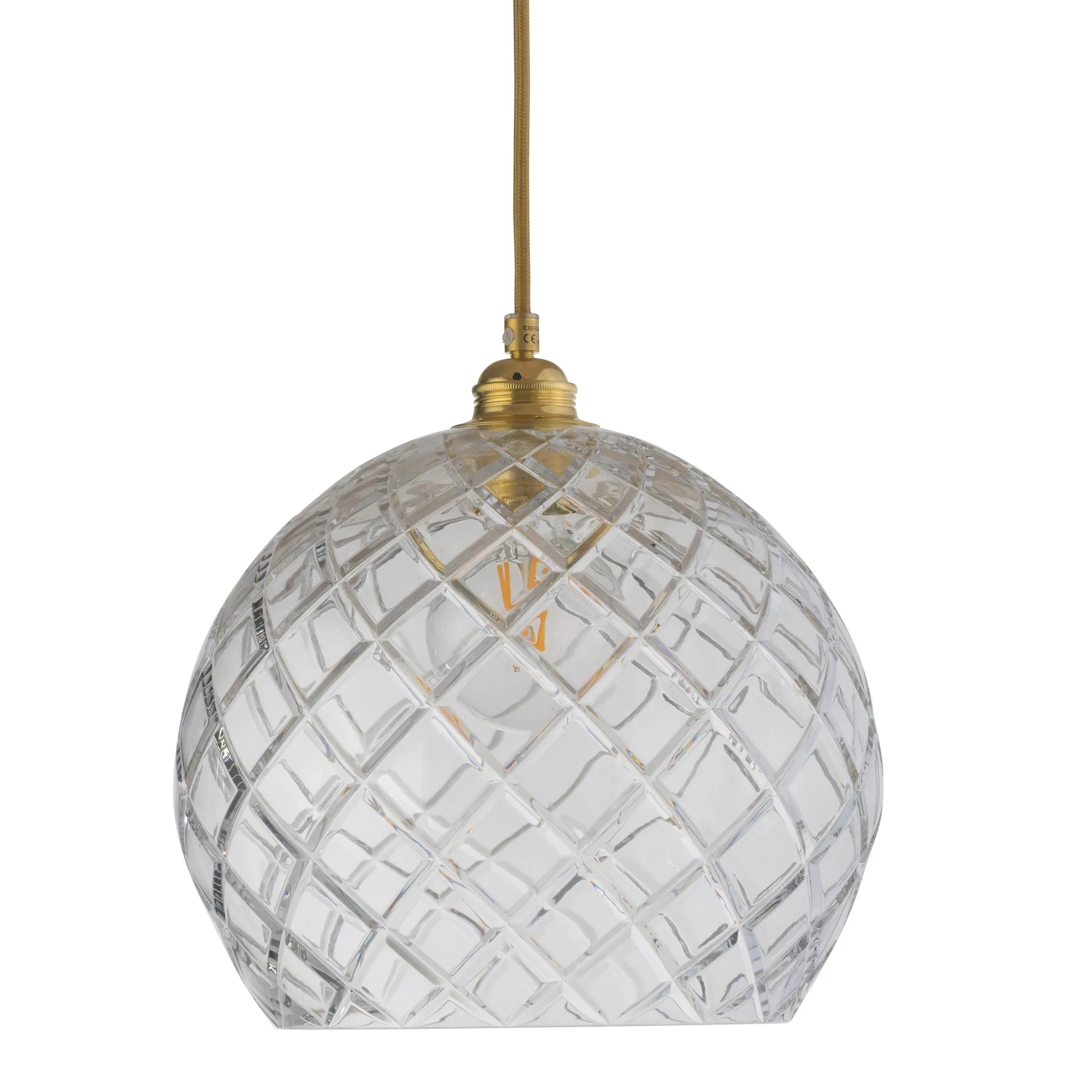 Rowan Pendelleuchte Chrystal Ø 28cm, Medium kariert - Kabel in Gold-Look EBB & FLOW
