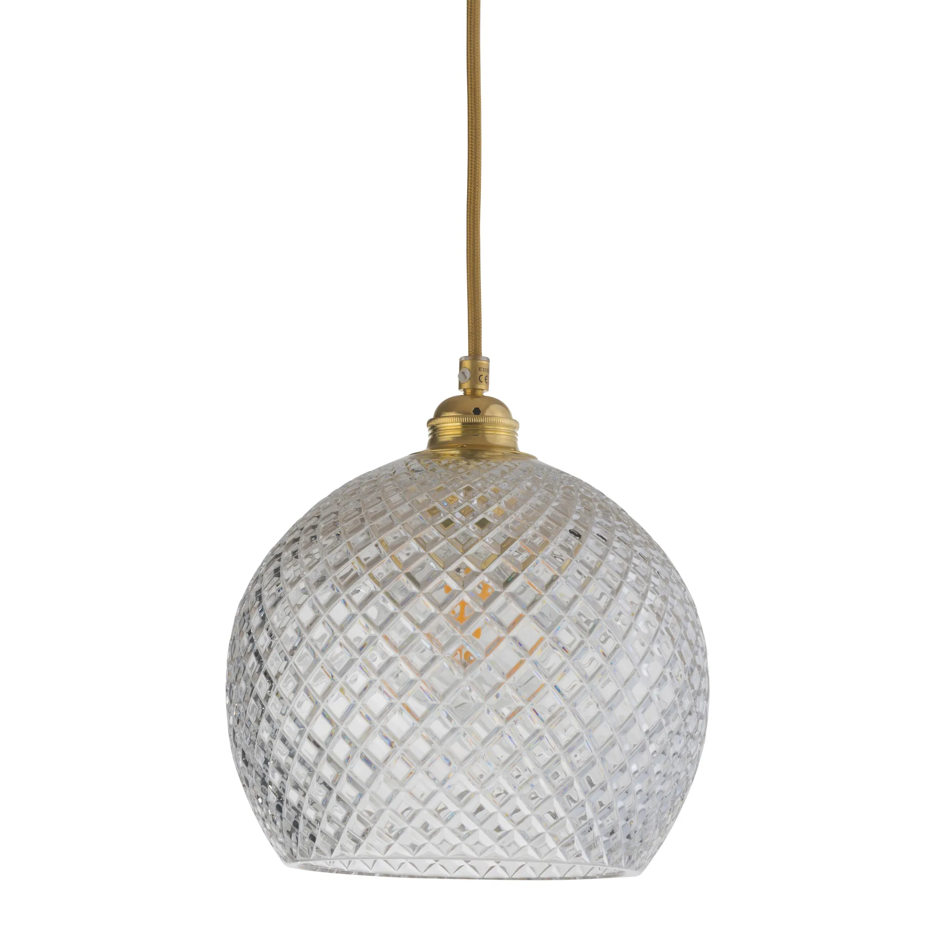 Rowan Pendelleuchte Crystal Ø 22cm, Klein kariert - Kabel in Gold-Look EBB & FLOW