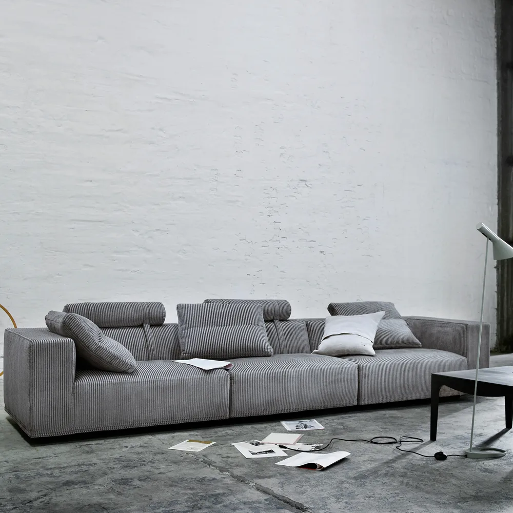 Baseline Modulsofa, Stoff Mumbai 06 grau-schwarze Beine – Kissen nicht inbegriffen Eilersen