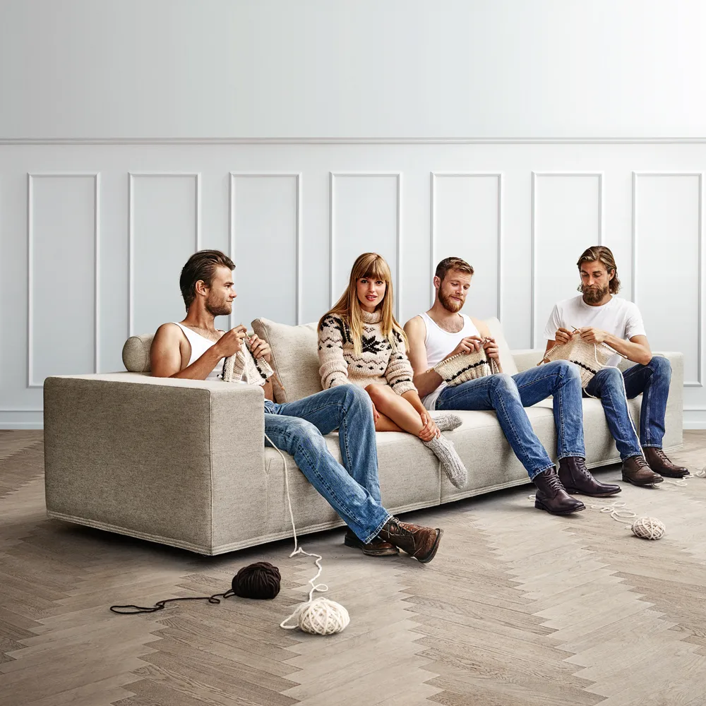 Baseline Modulsofa, Stoff Mumbai 06 grau-schwarze Beine – Kissen nicht inbegriffen Eilersen