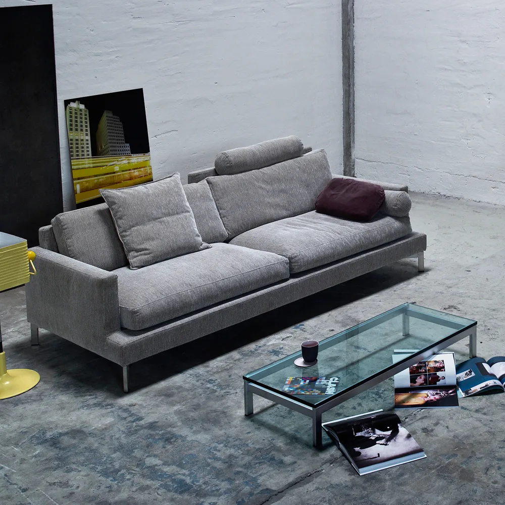 Great lift 3-sitziges Sofa, Stoff bakar 47 hellgrau, Chrombeine Eilersen