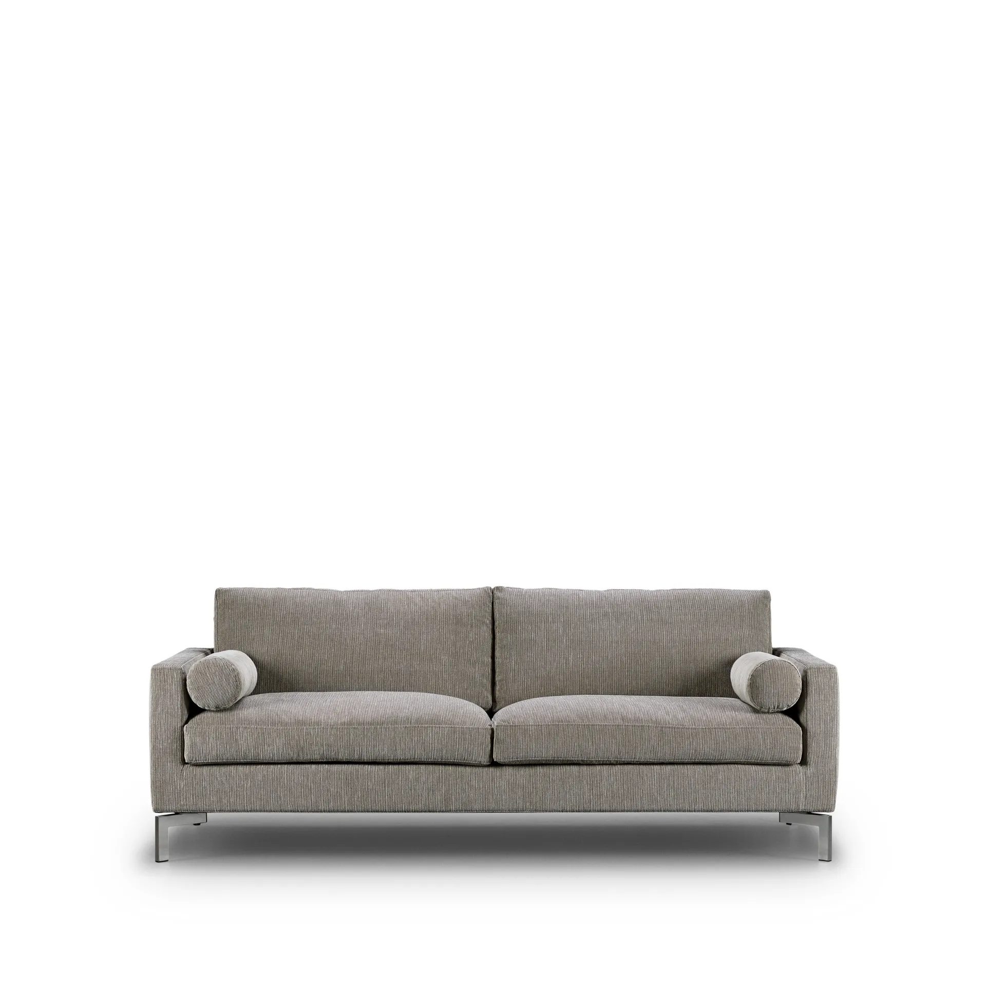 Lift Sofa 210 cm Daunenfüllung, Stoff Bakar 01 braunbeige–Stahlbeine Eilersen