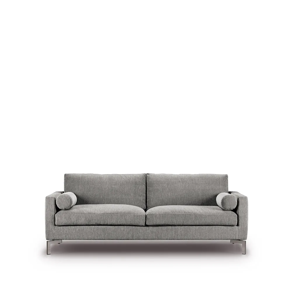 Lift Sofa 210 cm Schaumstoffpolsterung, Stoff Rücken 47 hellgrau-Stahlbeine Eilersen