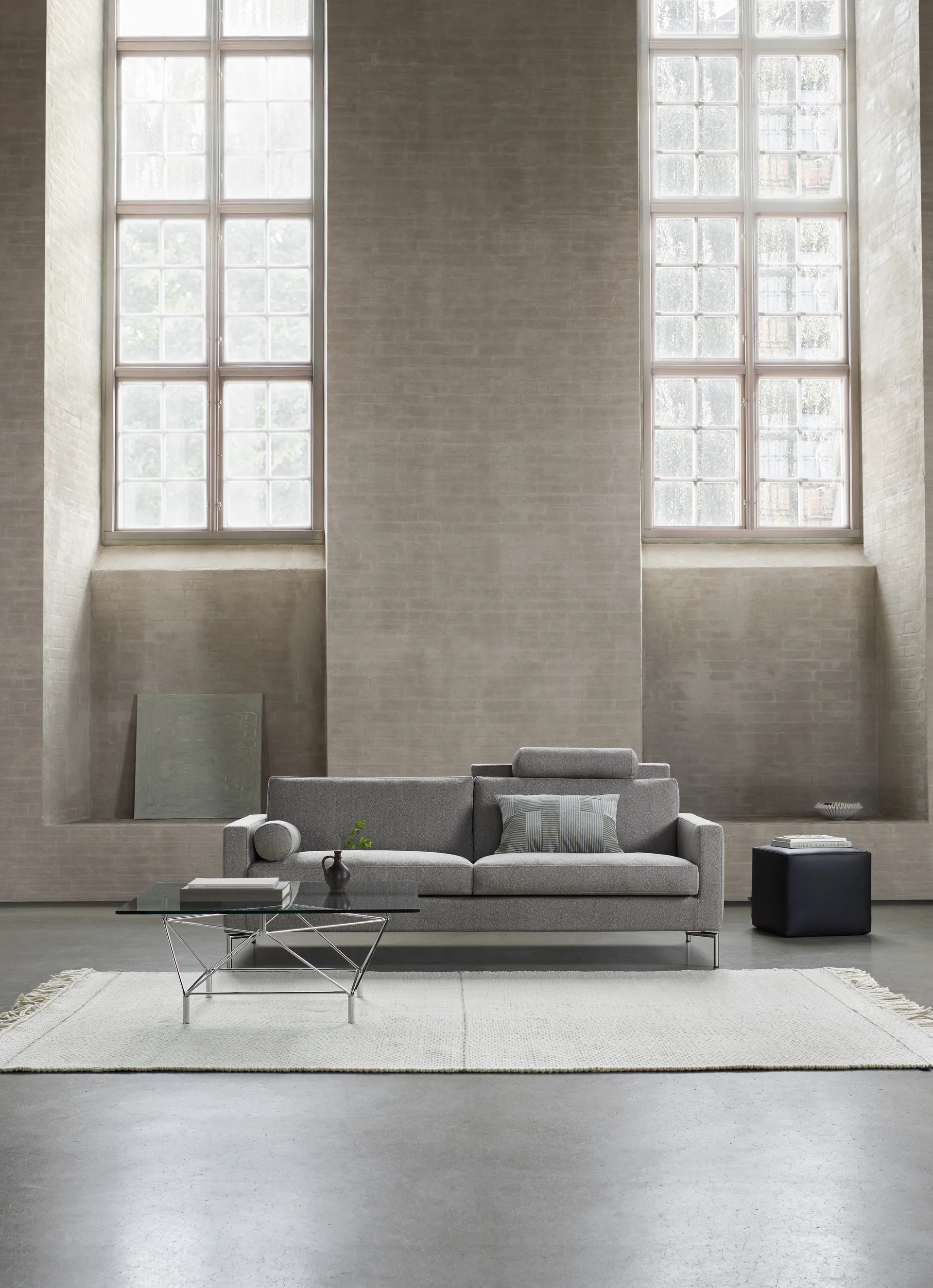 Lift Sofa 240 cm, Bakar 01 braunbeige-Daunentopper-Stahlbeine Eilersen