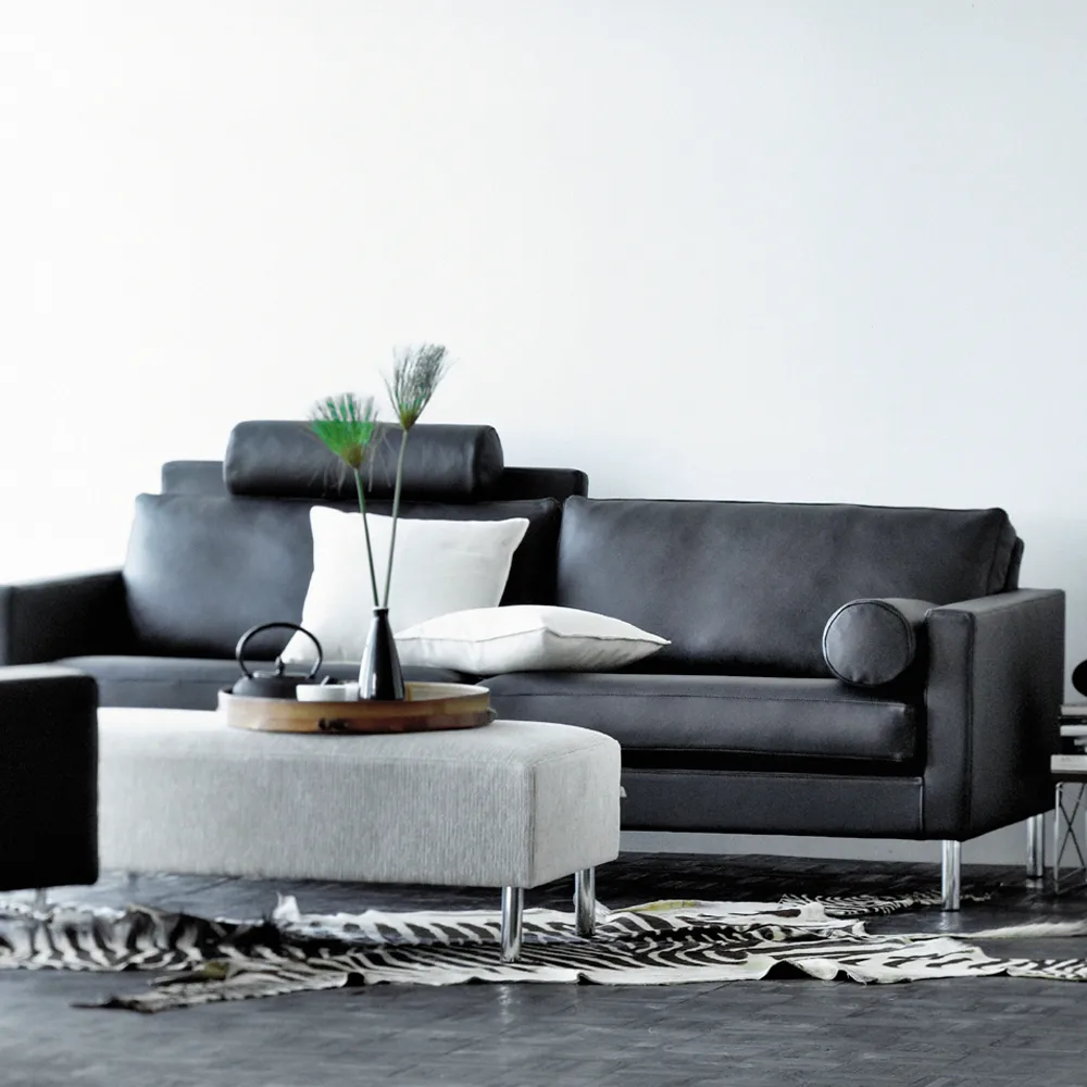 Lift Sofa 240 cm Schaumstoffpolsterung, Stoff baker 47 hellgrau-Stahlbeine Eilersen