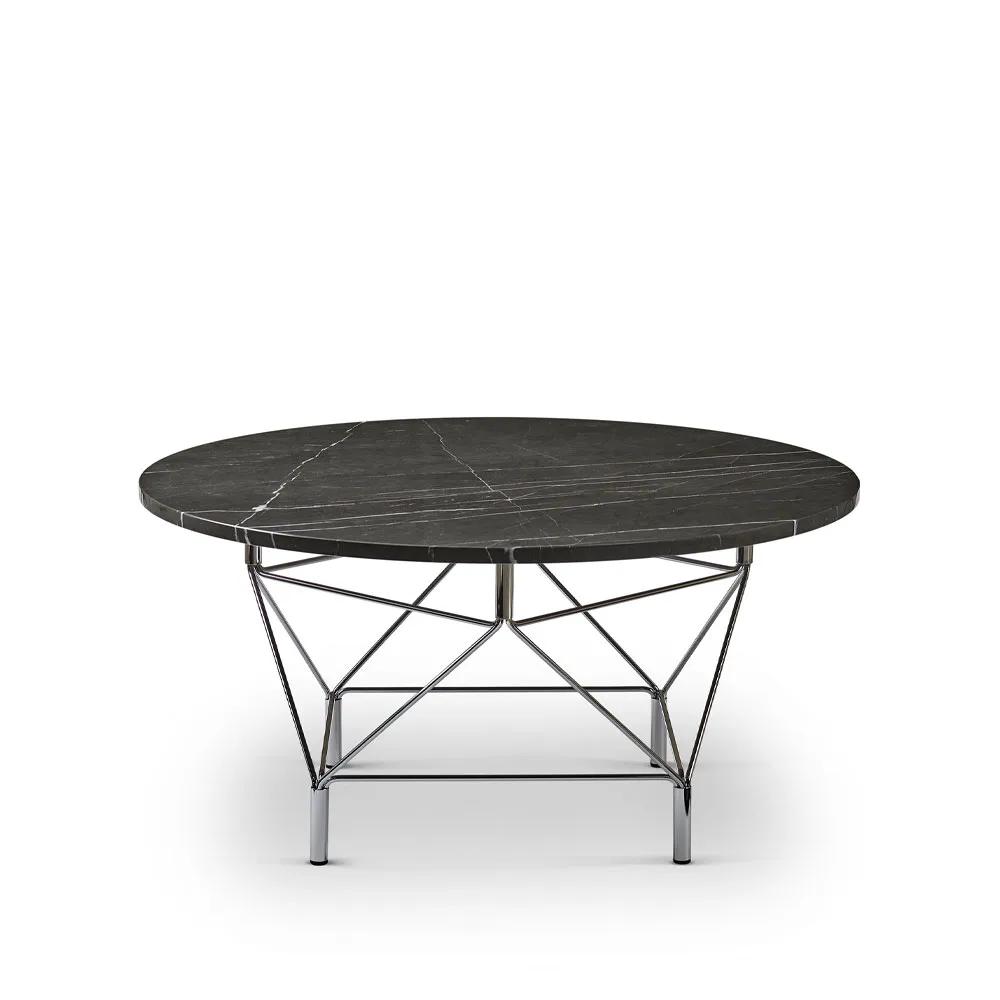 Spider Beistelltisch, kudu grey marmor, ø90 cm, verchromtes Stahlgestell Eilersen