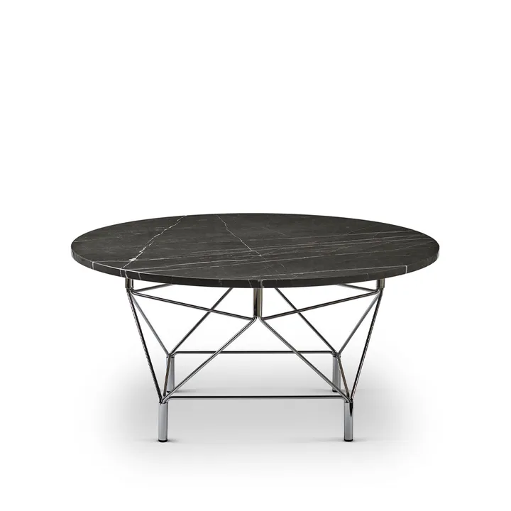 Spider Beistelltisch - kudu grey marmor, ø90 cm, verchromtes Stahlgestell - Eilersen