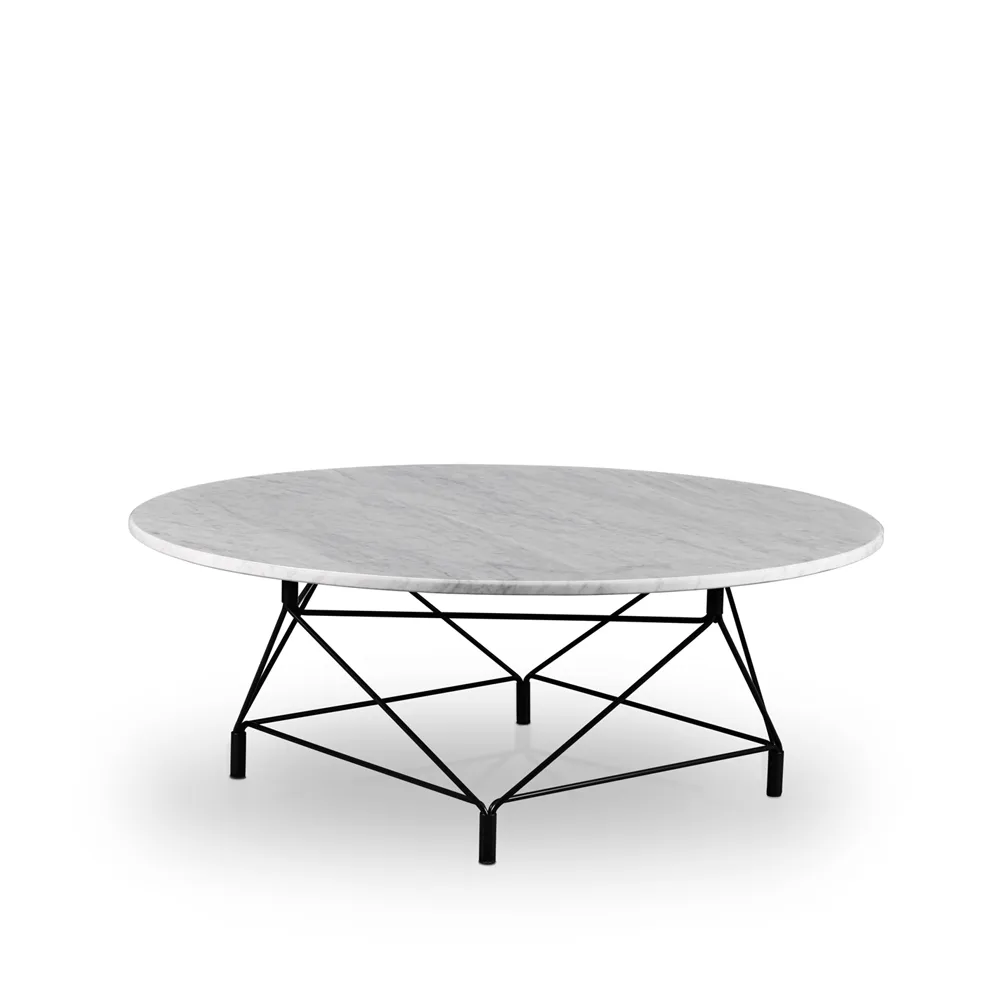 Spider Couchtisch Ø105 cm, Marmor weiß, schwarzes Gestell Eilersen