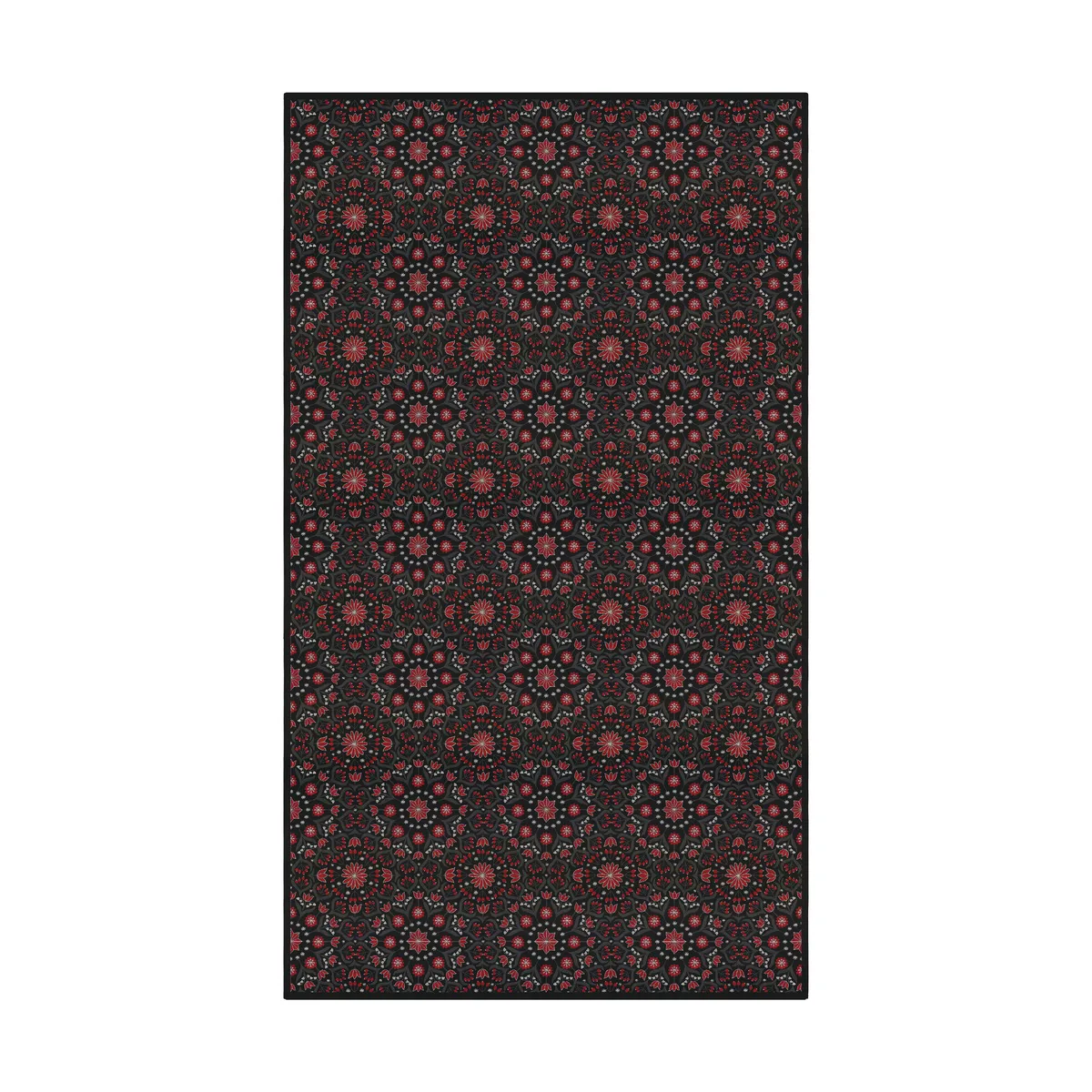 Ekelund Linneväveri Bettys jul Tischdecke 145×250 cm Rot-Schwarz