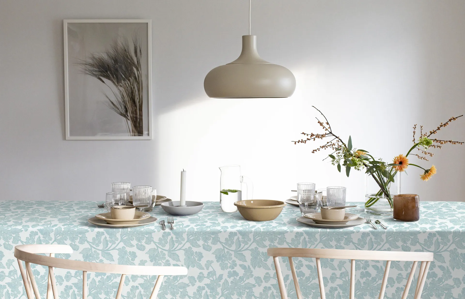 Blumenranke Tischtuch, 150 x 150cm Ekelund Linneväveri