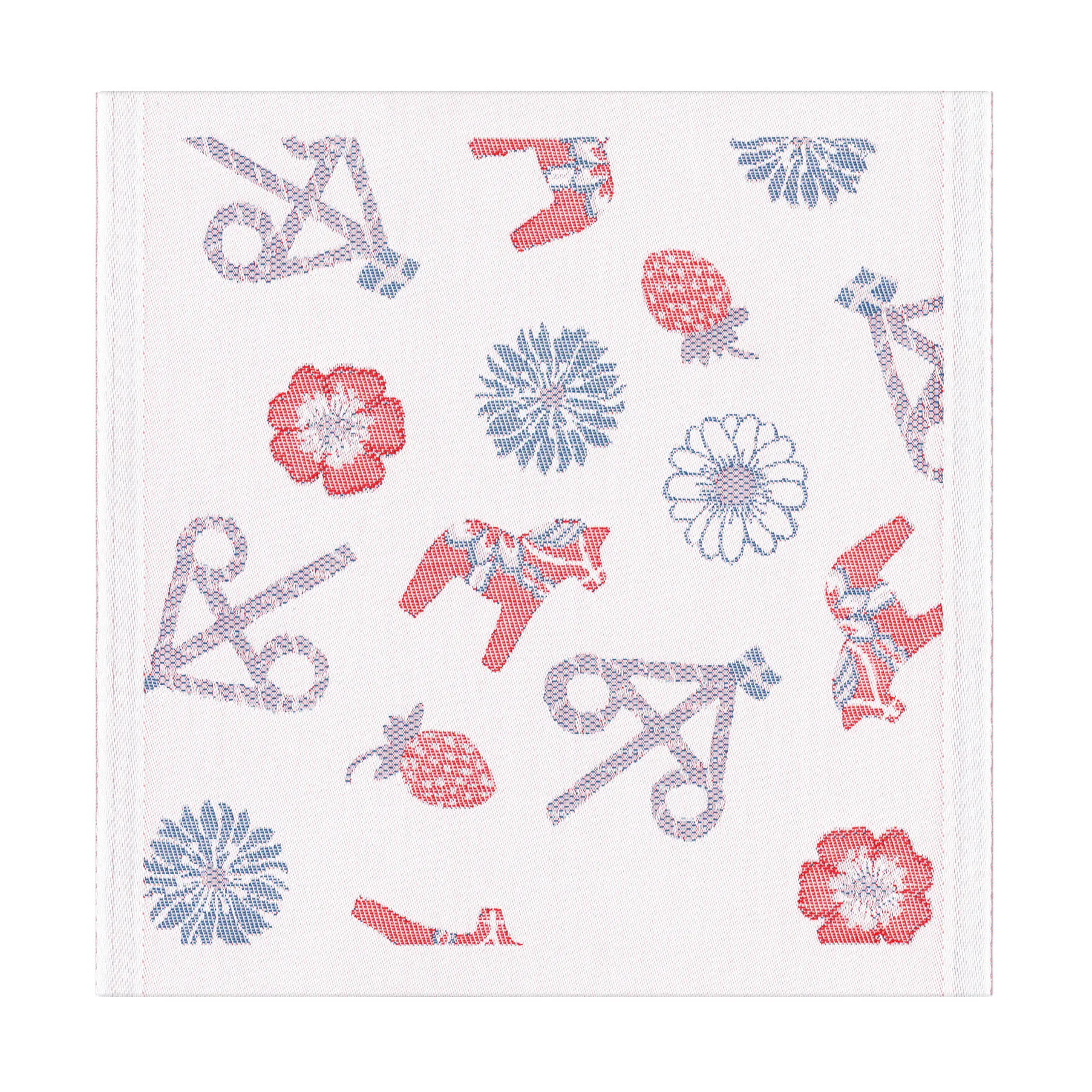 Dalasommar Serviette 35x35 cm, Blau-Rot Ekelund Linneväveri