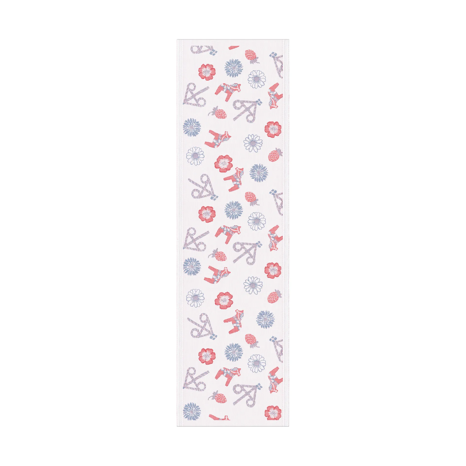 Dalasommar Tischläufer 35x120 cm, Blau-Rot Ekelund Linneväveri