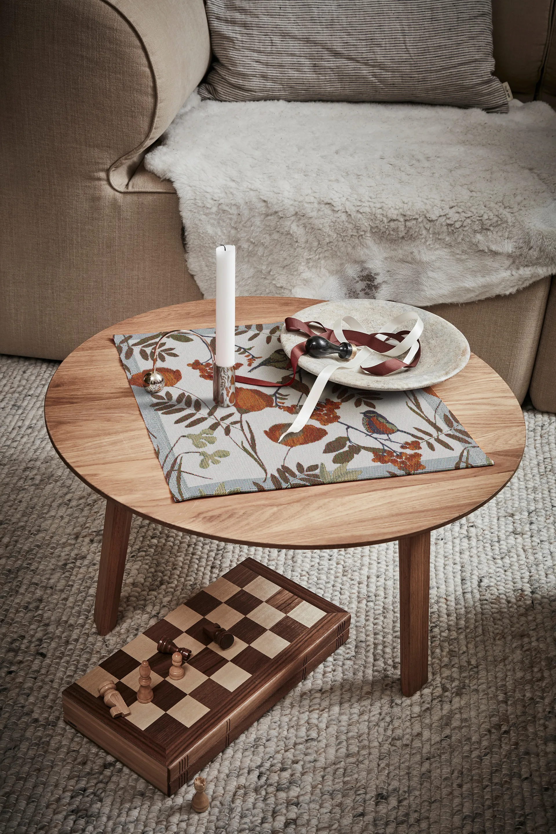 Fåglabäck Serviette 35x35 cm, Braun-Orange Ekelund Linneväveri