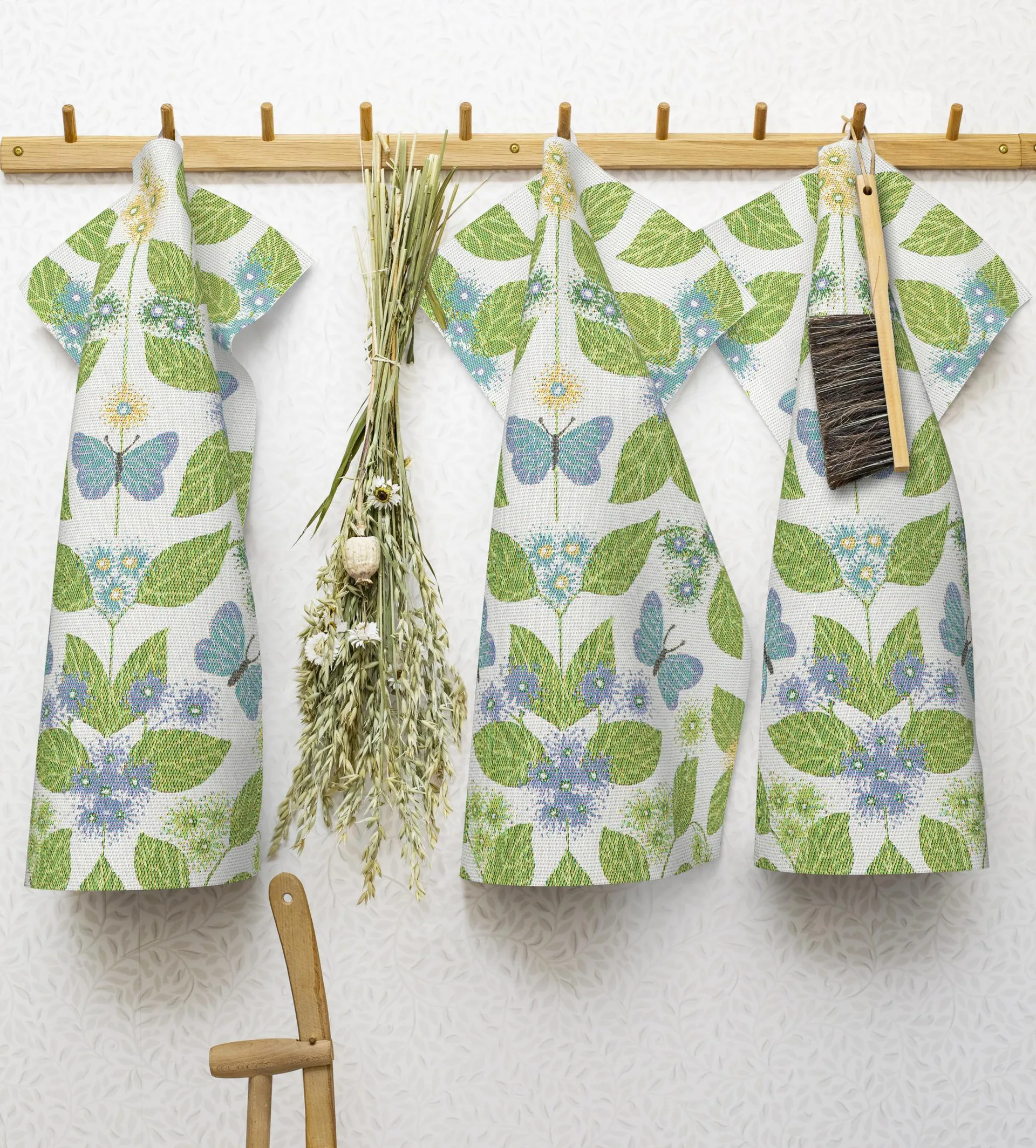 Fjärilsdröm Geschirrtuch 35 x 50cm, Grün Ekelund Linneväveri