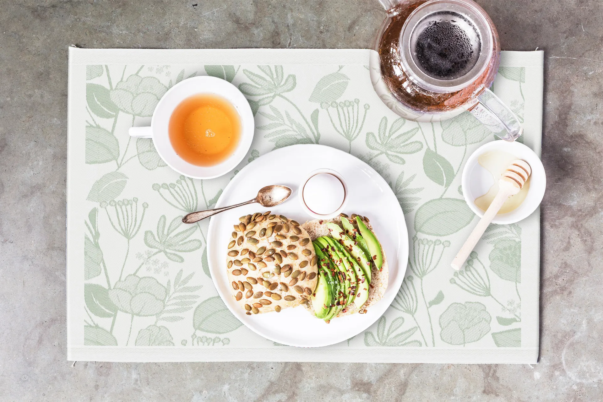 Grönska Tischset 35x48 cm, Grün-Weiß Ekelund Linneväveri